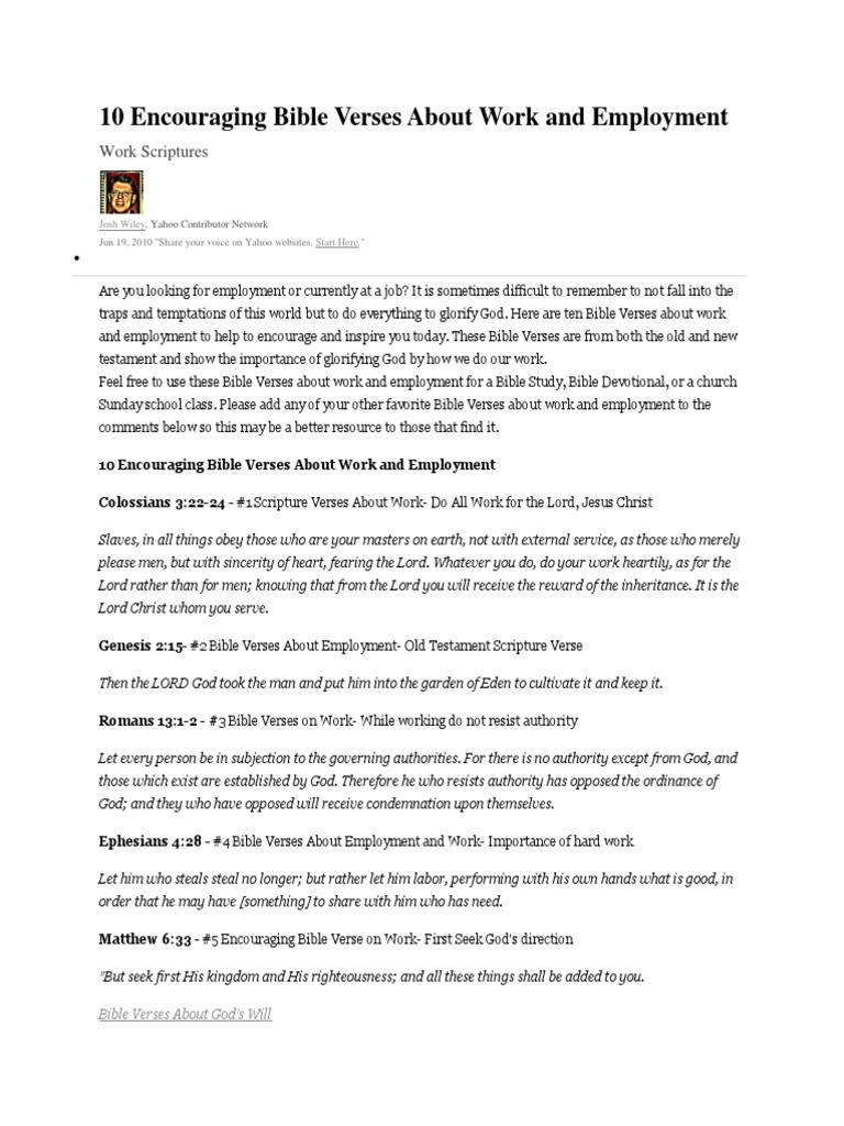 10 Encouraging Bible Verses About Work and Employment | Download Free ...