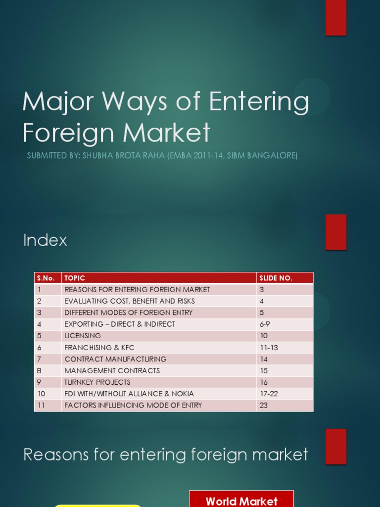 Foreign Market Entry | PDF | Nokia | Exports