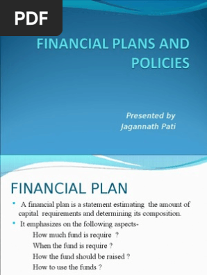 Financial Plans and Policies