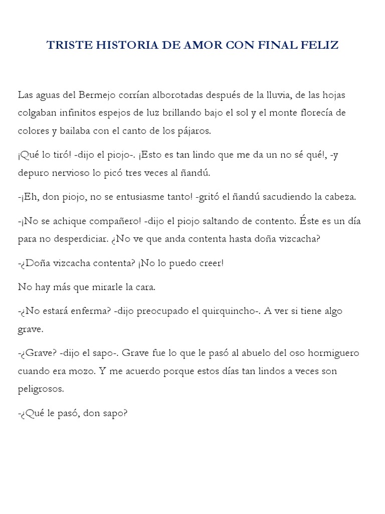 Triste Historia de Amor Con Final Feliz PDF | PDF | Ocio | Naturaleza
