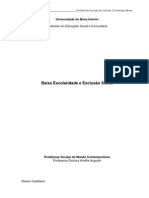 Problemas Sociais - Baixa Escolaridade e Exclusão Social - 2007/2008