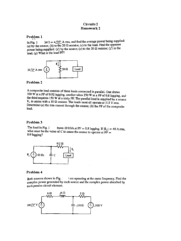 Circuits 2 Homework 2 Problem 1 | PDF