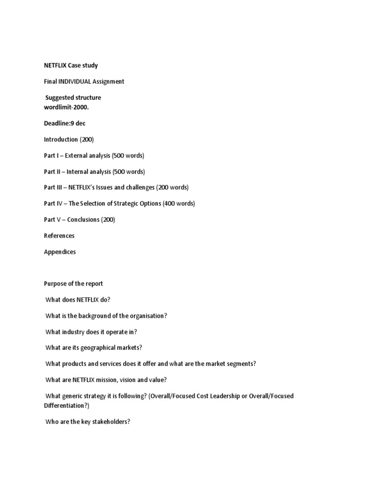 Netflix Case Study Pdf Strategic Management Swot Analysis