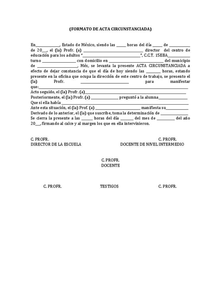 Formato de Acta Circunstanciada  Gobierno  Política