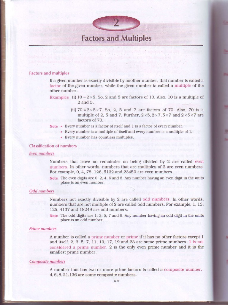 Maths Factors and Multiples PDF Lexicology Mathematical Concepts