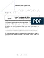 7115 Business Studies: MARK SCHEME For The October/November 2009 Question Paper For The Guidance of Teachers