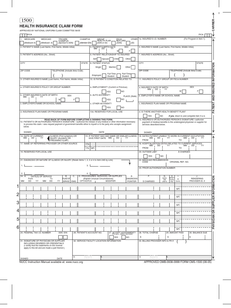 Health Insurance Claim Form Medicare (United States