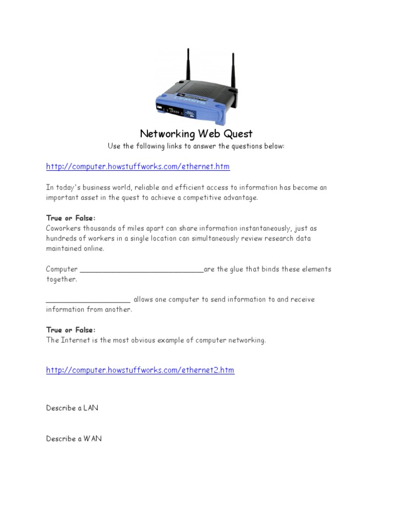 Networking Webquest | PDF | Business | Computers