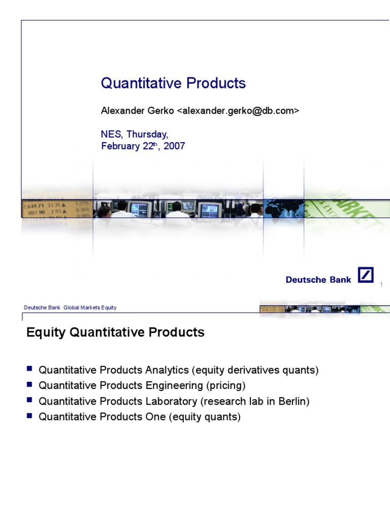 Deutsche Bank Qp1 Internships Quantitative Analyst Algorithmic