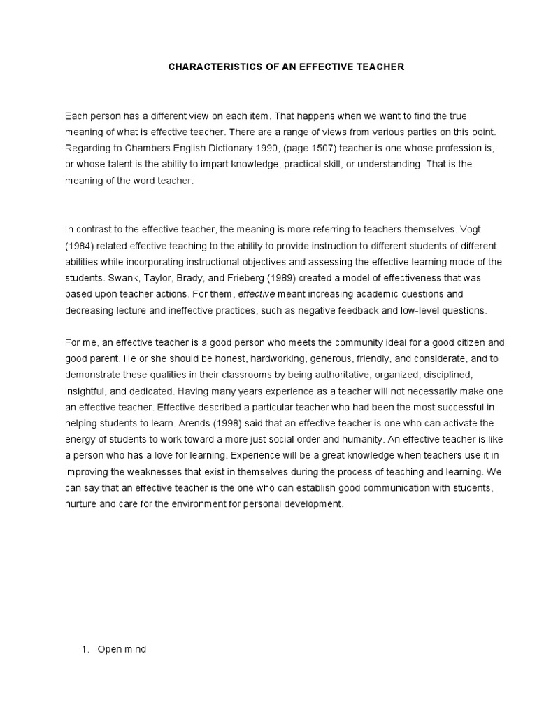 Characteristics of An Effective Teacher | PDF | Teachers | Classroom
