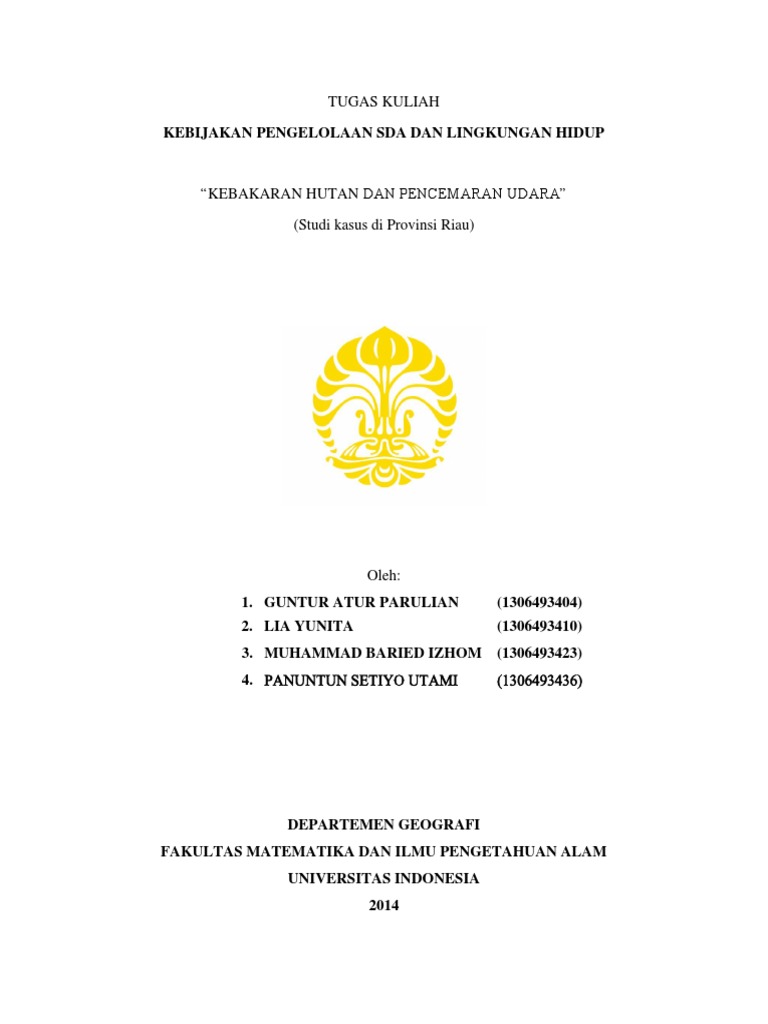 Makalah Pencemaran Udara Akibat Kebakaran Hutan