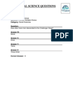 Social Science Questions: Question Type: Tossup Question Format: Multiple Choice Category: Social Sciences