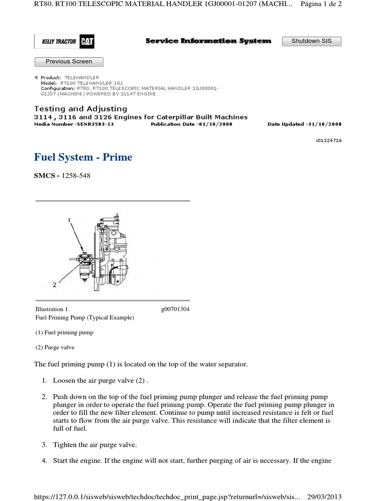 3114, 3116 and 3126 Testing and Adjusting Fuel System - Prime PDF | PDF