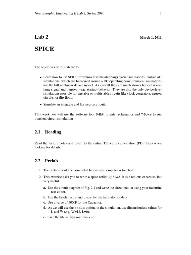 SPICE Simulation of Neuron Circuits | PDF | Spice | Electronic Circuits