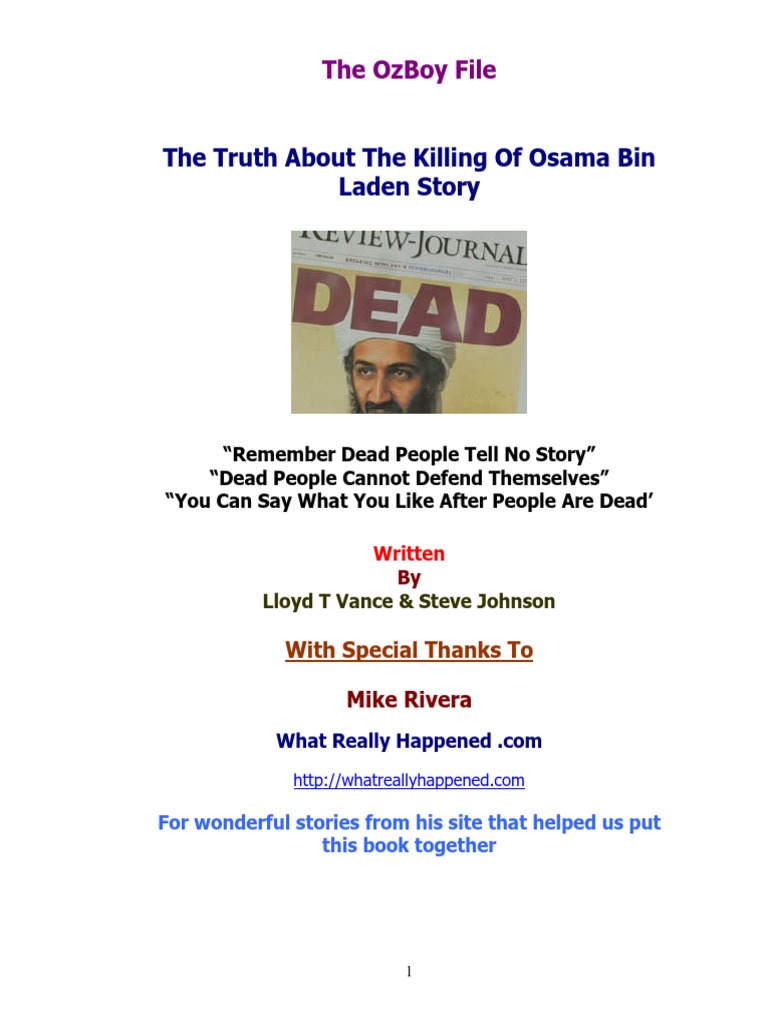 The Truth About Killing Osama Bin Laden Story Osama Bin Laden Inter
