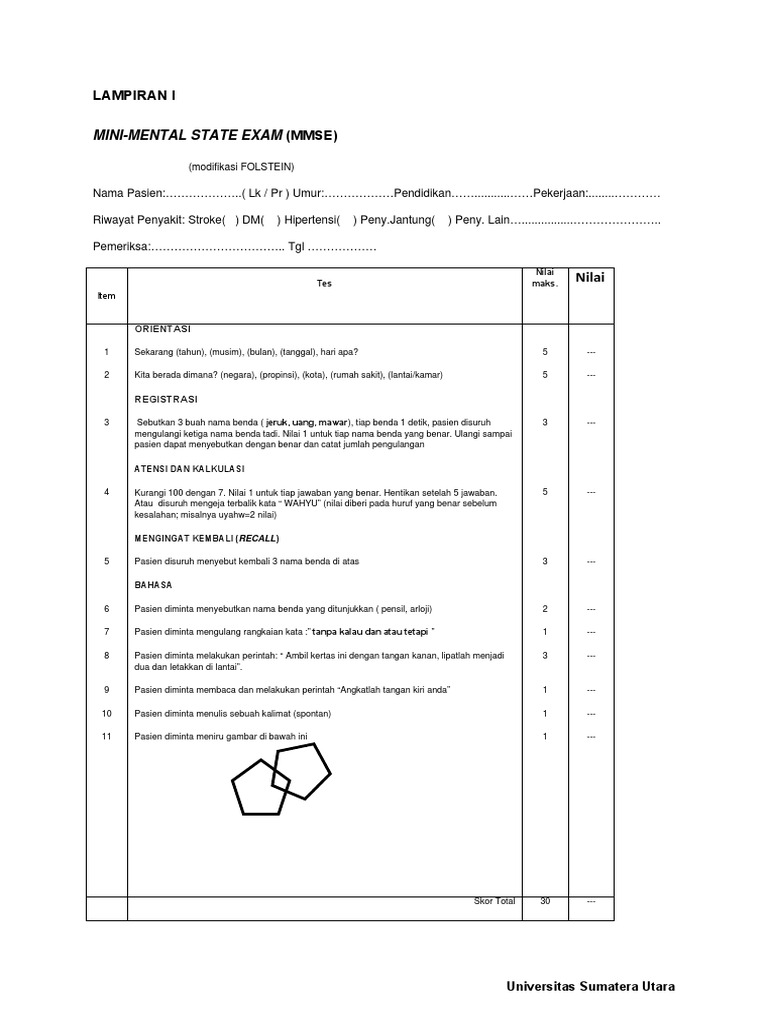 Pedoman Mini-Mental State Exam (MMSE) | PDF