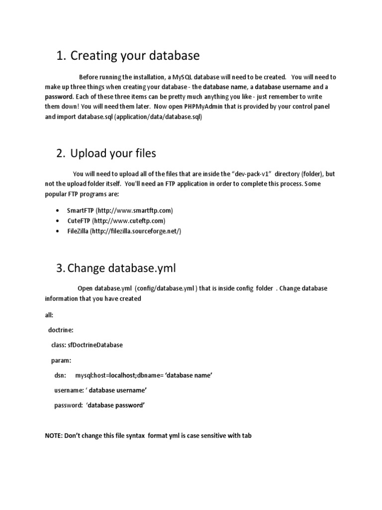 Creating Your Database PDF File Transfer Protocol Utility Software