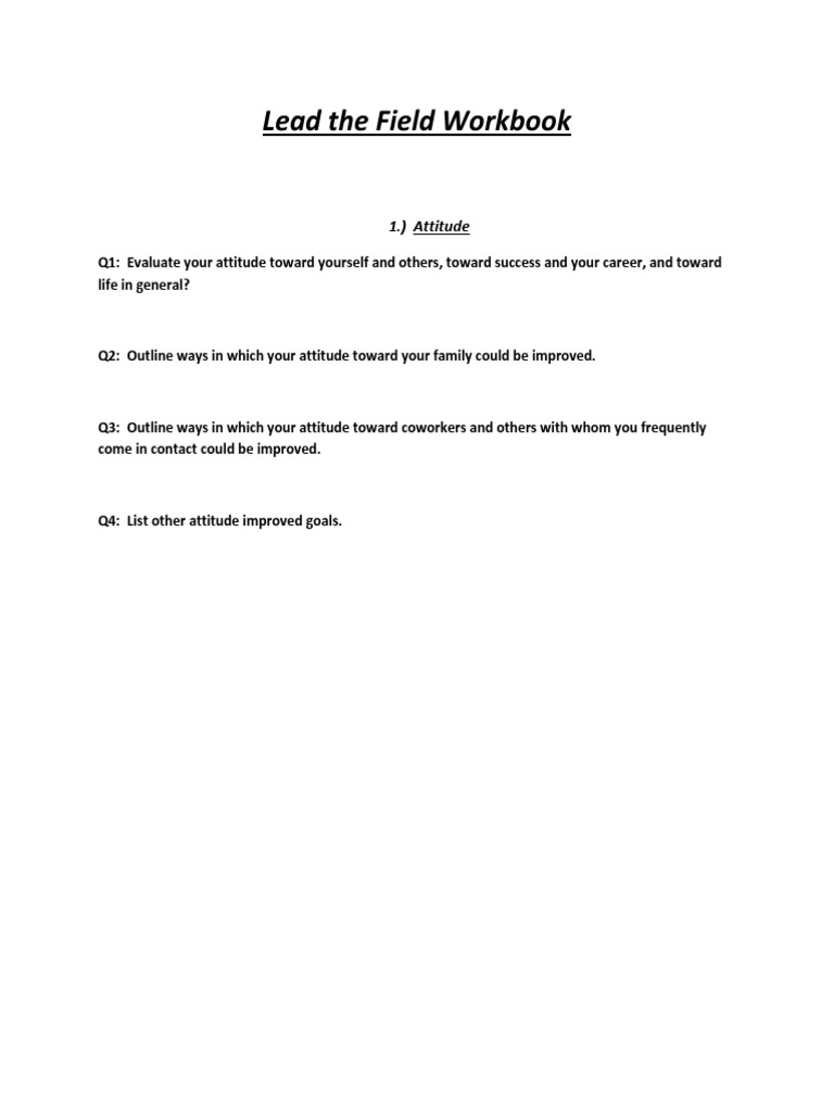 Lead the Field Workbook Overview | PDF