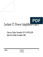 Lecture 17: Power Amplifiers - Part I: Class On Friday November 11 Cancelled Quiz II On Friday November 18th