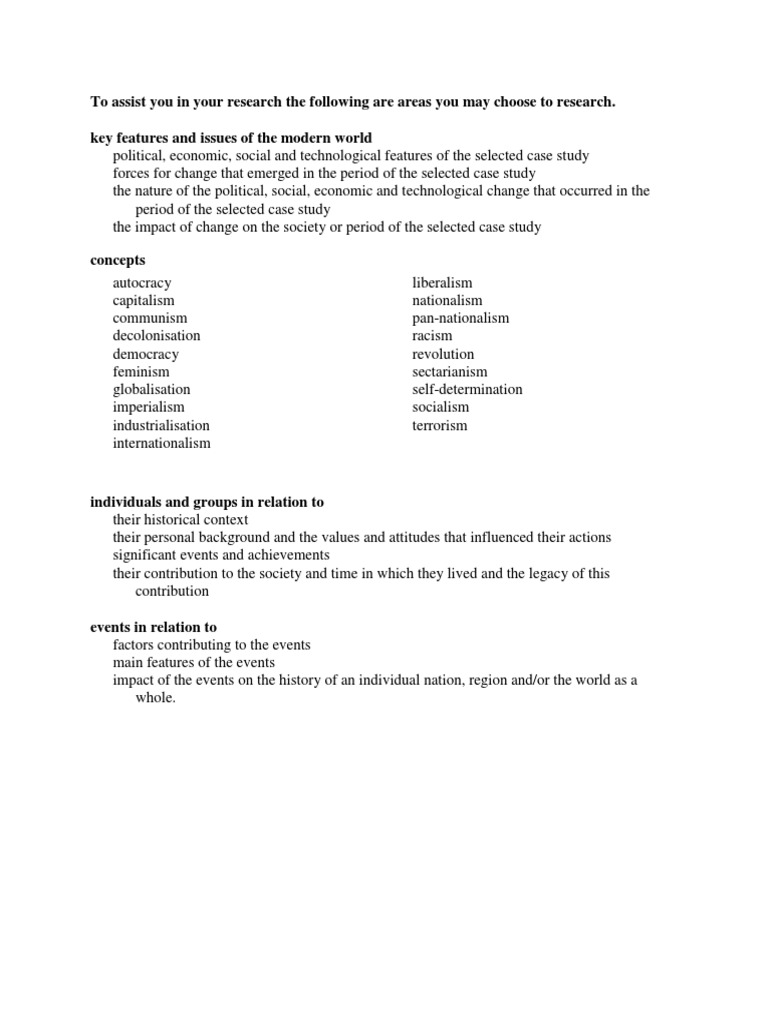 Research Topics on Modern World Issues | PDF