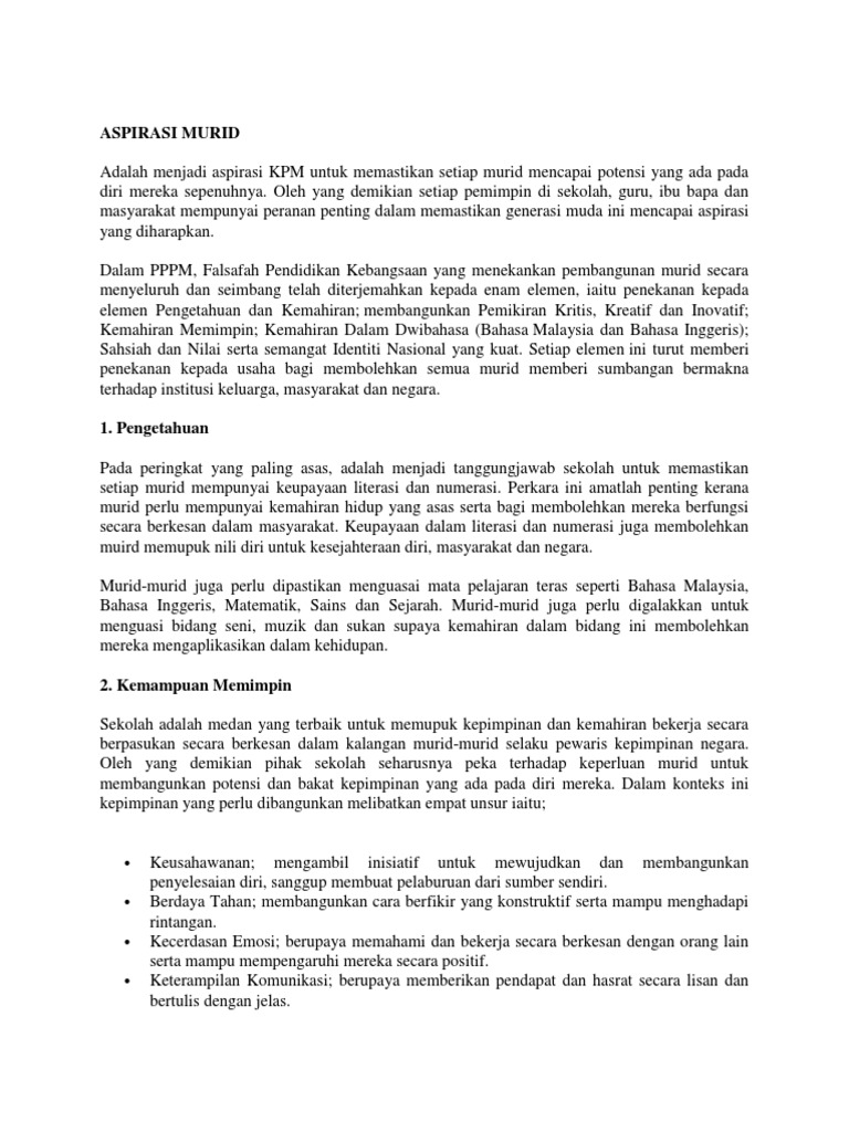Aspirasi Murid Pdf