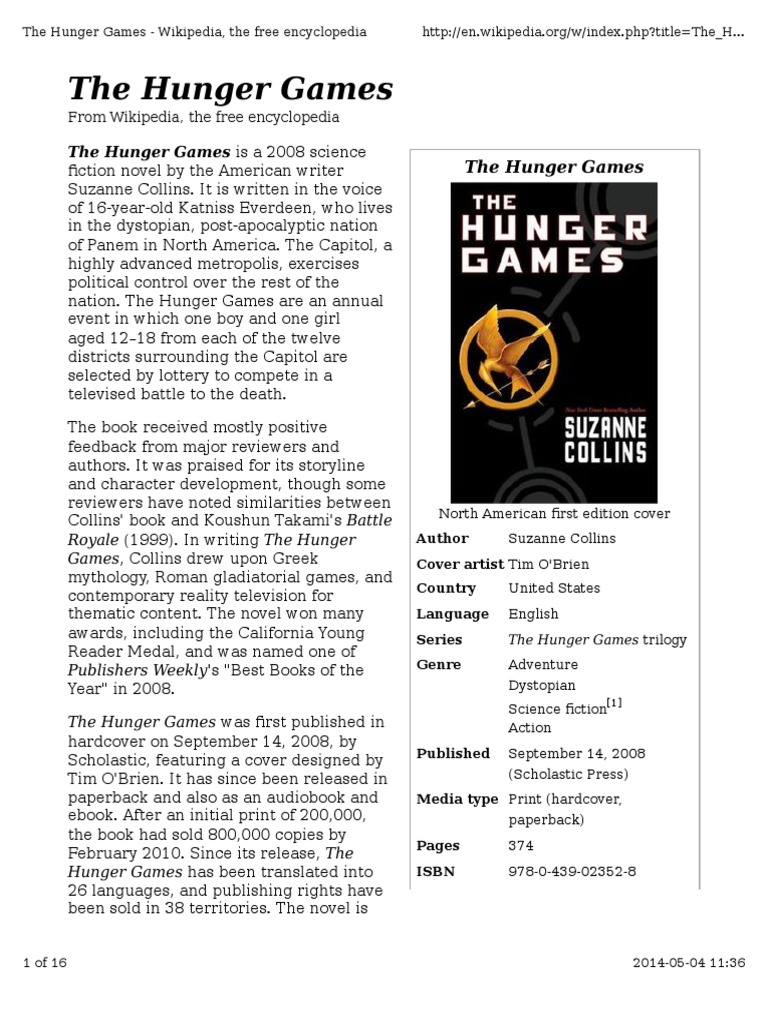 The Hunger Games (Novel)(2008) Leisure Fiction & Literature