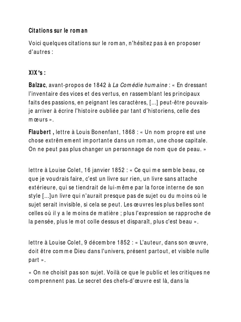 Citations Sur Le Roman La Comedie Humaine Romans