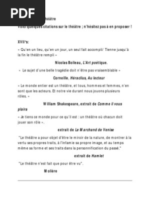 Citations Sur Le Theatre Pdf Comedie Theatre