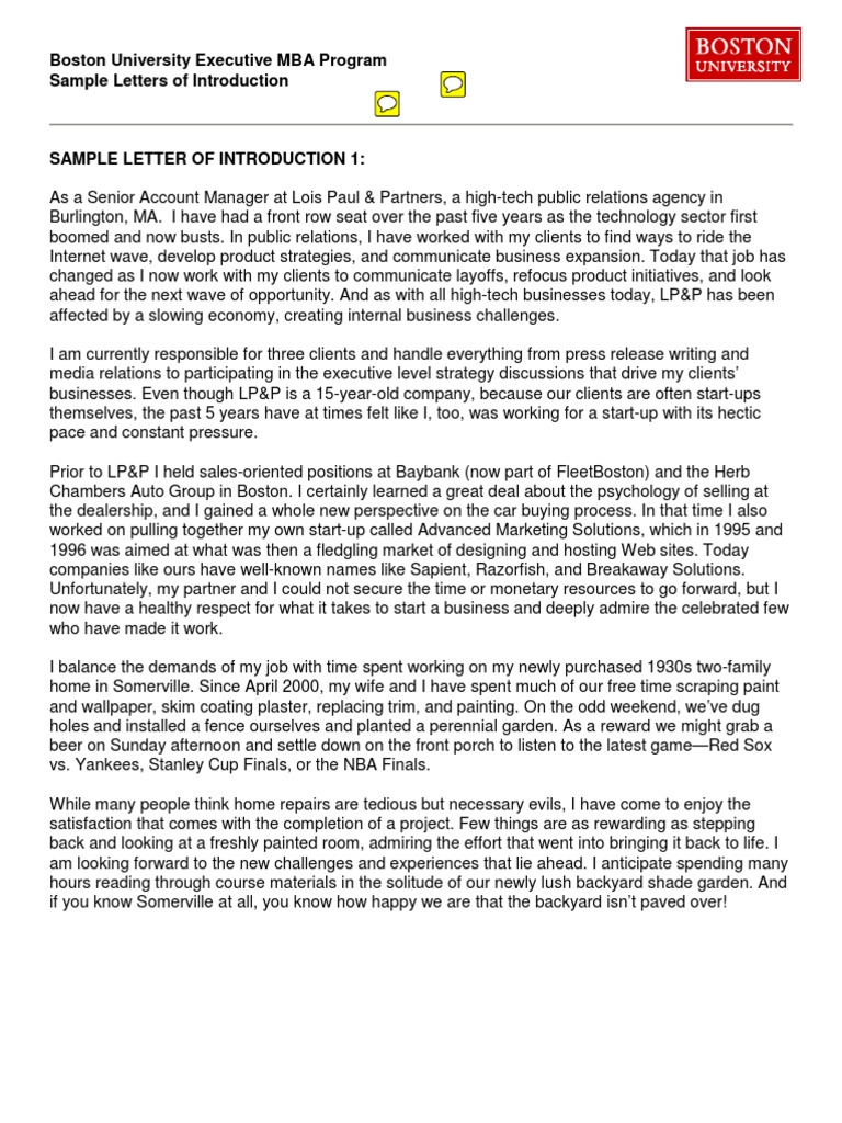 EMBA Program Introduction Letters | PDF | Master Of Business ...