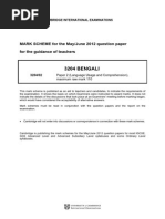 3204 BENGALI: MARK SCHEME For The May/June 2012 Question Paper For The Guidance of Teachers