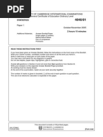 Statistics: University of Cambridge International Examinations General Certificate of Education Ordinary Level