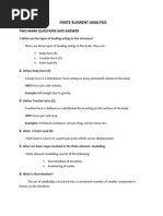 Finite Element Analysis: Two Mark Questions and Answer