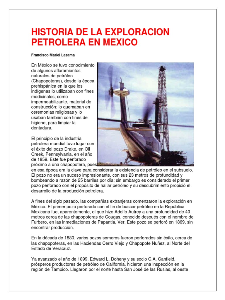 Historia de la Exploración Petrolera en México | PDF | Aceites | Petróleo