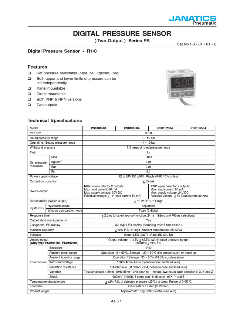 Janatics Digital Pressure Sensor PDF Bipolar Junction Transistor