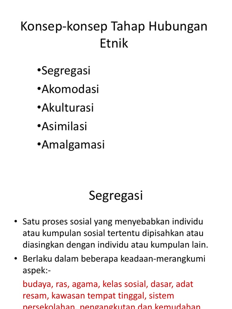 Konsep Konsep Tahap Hubungan Etnik Pdf