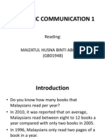 Academic Communication 1: Reading: Maizatul Husna Binti Abd Yadi (GB01948)