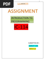 Assignment: Introduction To Programming