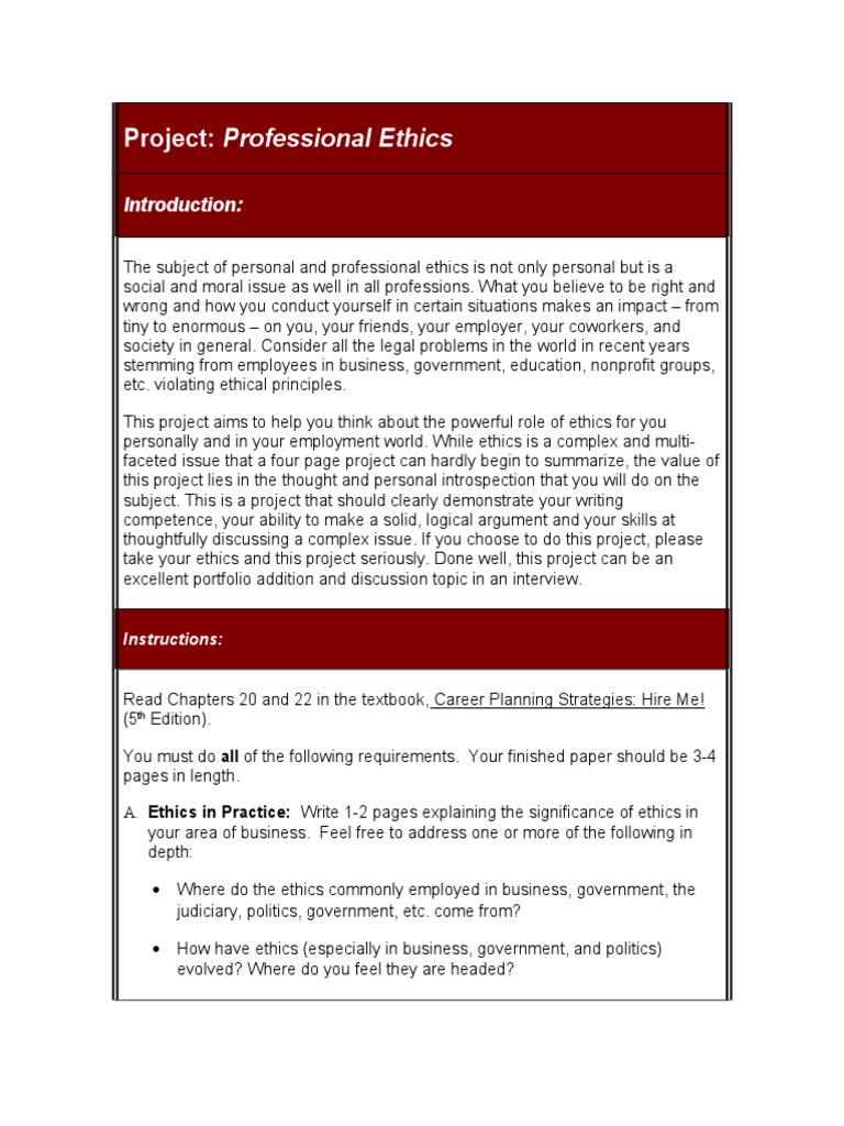 Project Professional Ethics | PDF | Professional Ethics | Employment