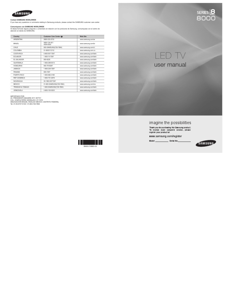 Samsung 55In LED TV Manual | Hdmi | Cable Television