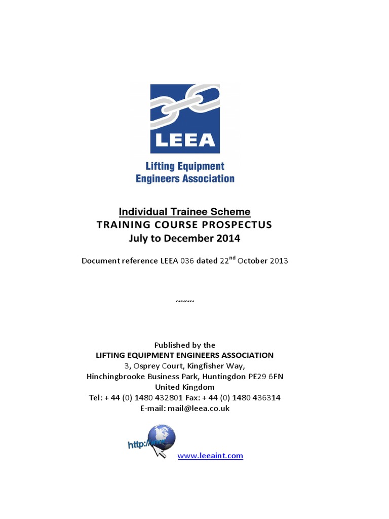 LEEA Training Course Overview 2014 | PDF | Crane (Machine) | Credit Card