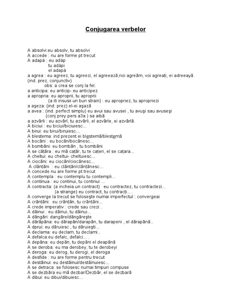 Conjugarea Verbelor | PDF