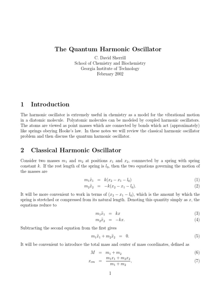 Quantum Harmonic Oscillator Overview | PDF | Photon | Frequency
