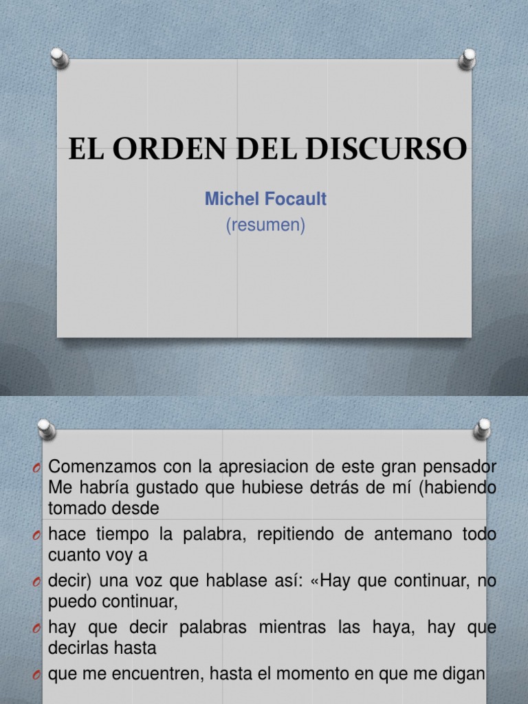 El Orden Del Discurso Resumen Verdad Pobreza