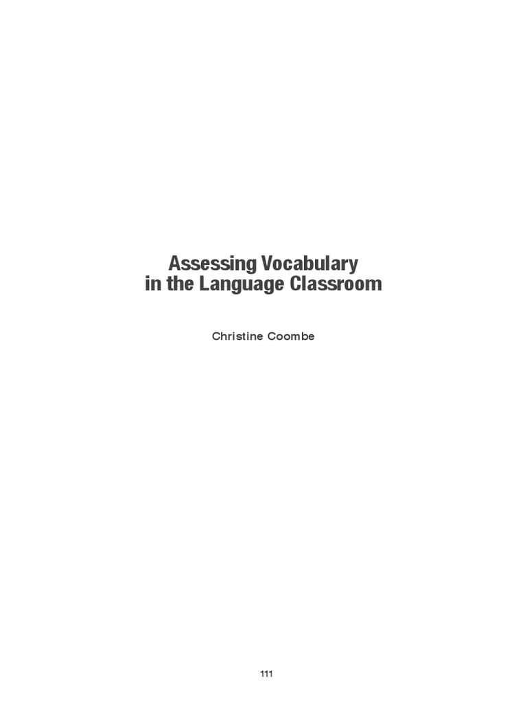 Assessing Vocabulary in The Language Classroon | PDF | Multiple Choice ...