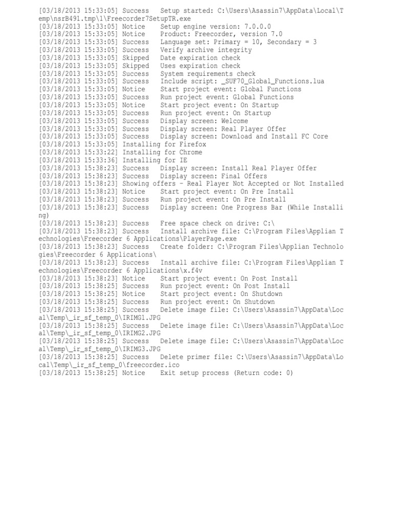 Freecorder Setup Log | PDF | Computer Architecture | Computing Platforms
