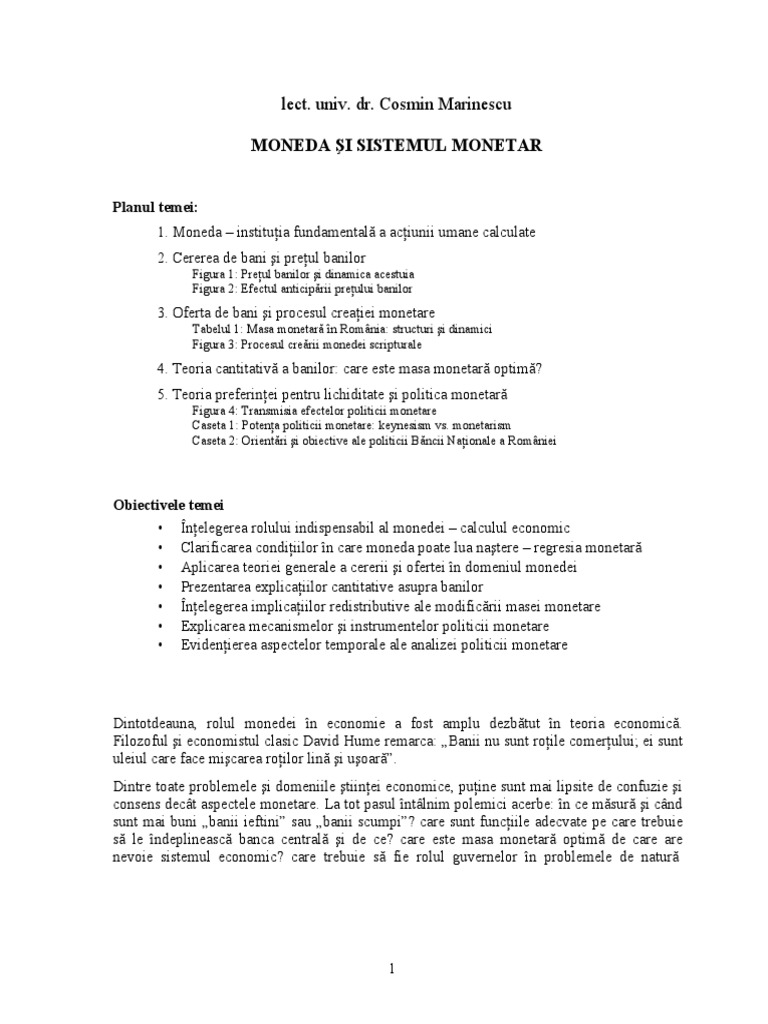 Moneda Si Sistemul Monetar | PDF