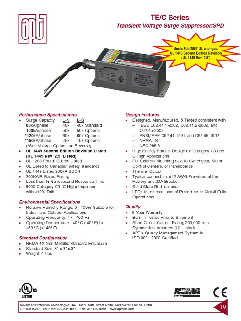 TE/C Series Transient Voltage Surge Suppressor/SPD Technical