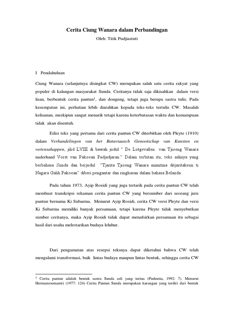 Cerita Ciung Wanara Dalam Perbandingan