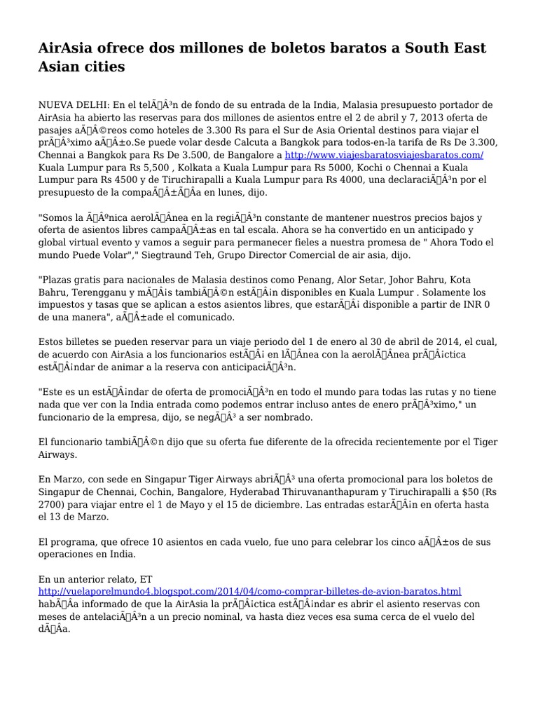 AirAsia: 2M boletos baratos en Asia | PDF | Malasia | Business