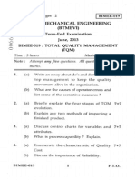 B.Tech. Mechanical Engineering (Btmevi) Term-End Examination June, 2013 O Bimee-019: Total Quality Management (TQM)